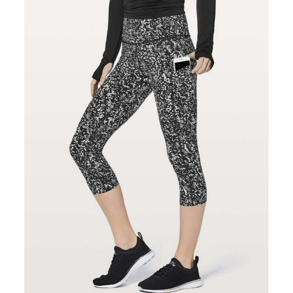 Lululemon Fast Free Crop II *Nulux 19" Chirasu Black Sz 8 EUC